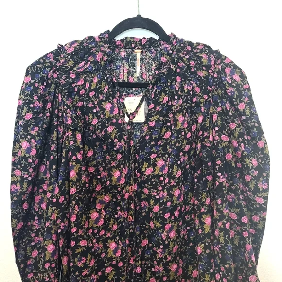 FREE PEOPLE Meant To Be Floral Print Prairie Cottagecore Boho Blouse Top - Picture 3 of 10